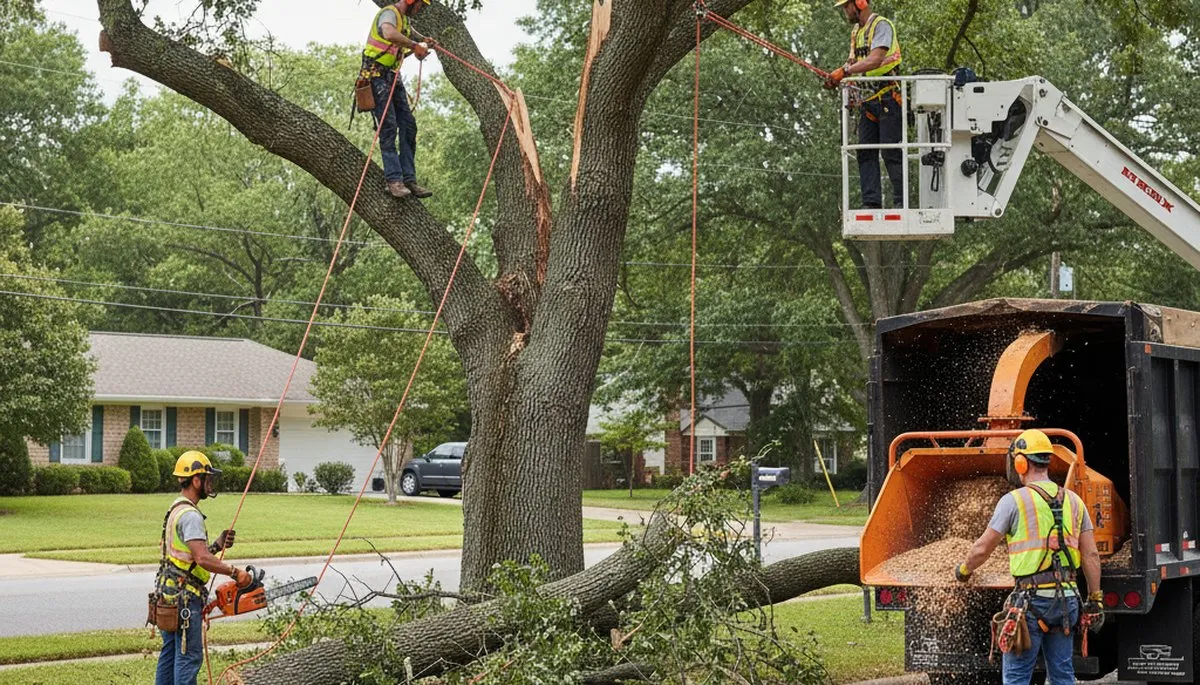 Ogden, UT tree service crew removing storm-damaged trees and hazardous limbs