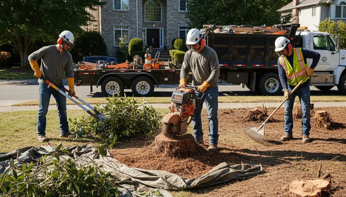 Ogden, UT tree crew removing overgrown shrubs for safe, efficient shrub removal service