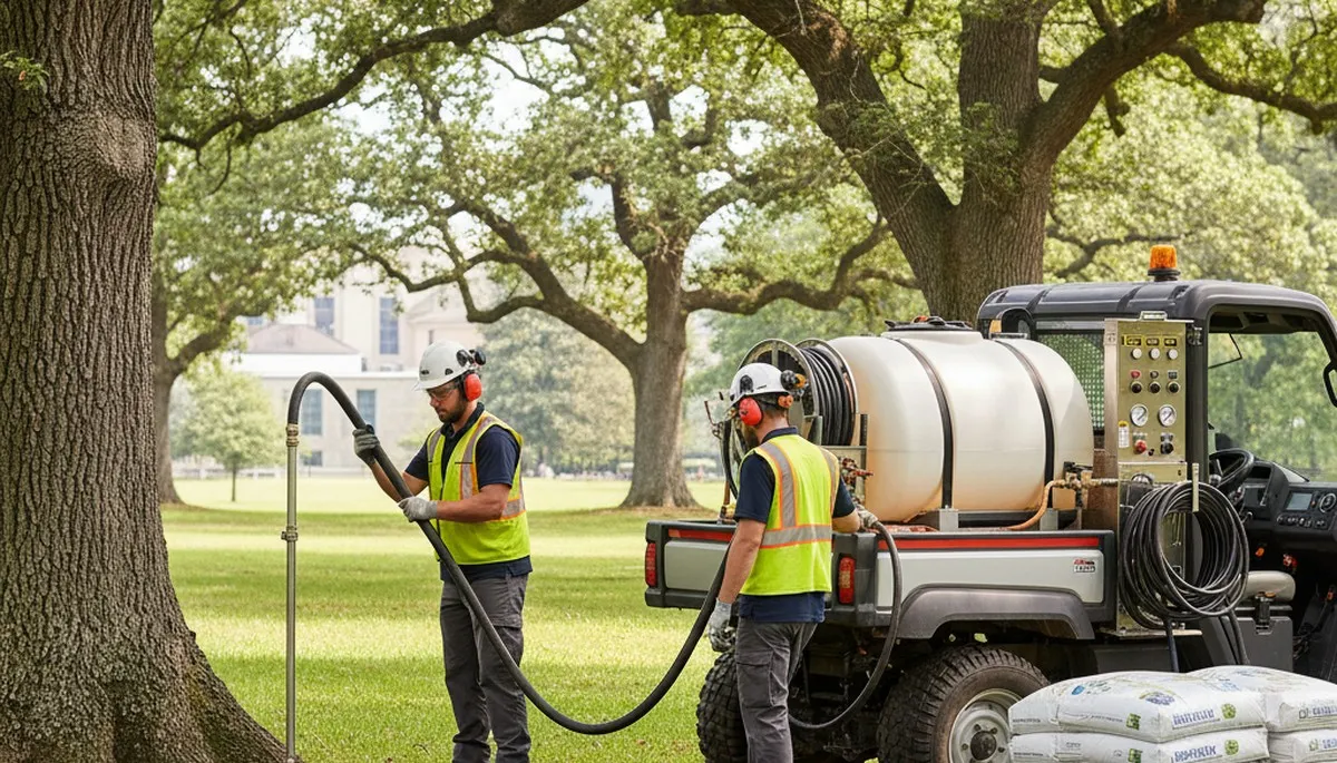 Ogden, UT arborist applying tree fertilizer for healthier growth and care