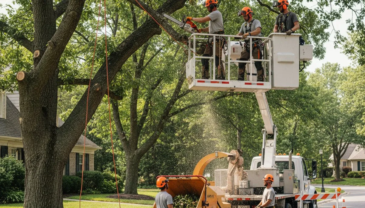 Ogden, UT tree removal crew safely removes a hazardous tree from a residential property