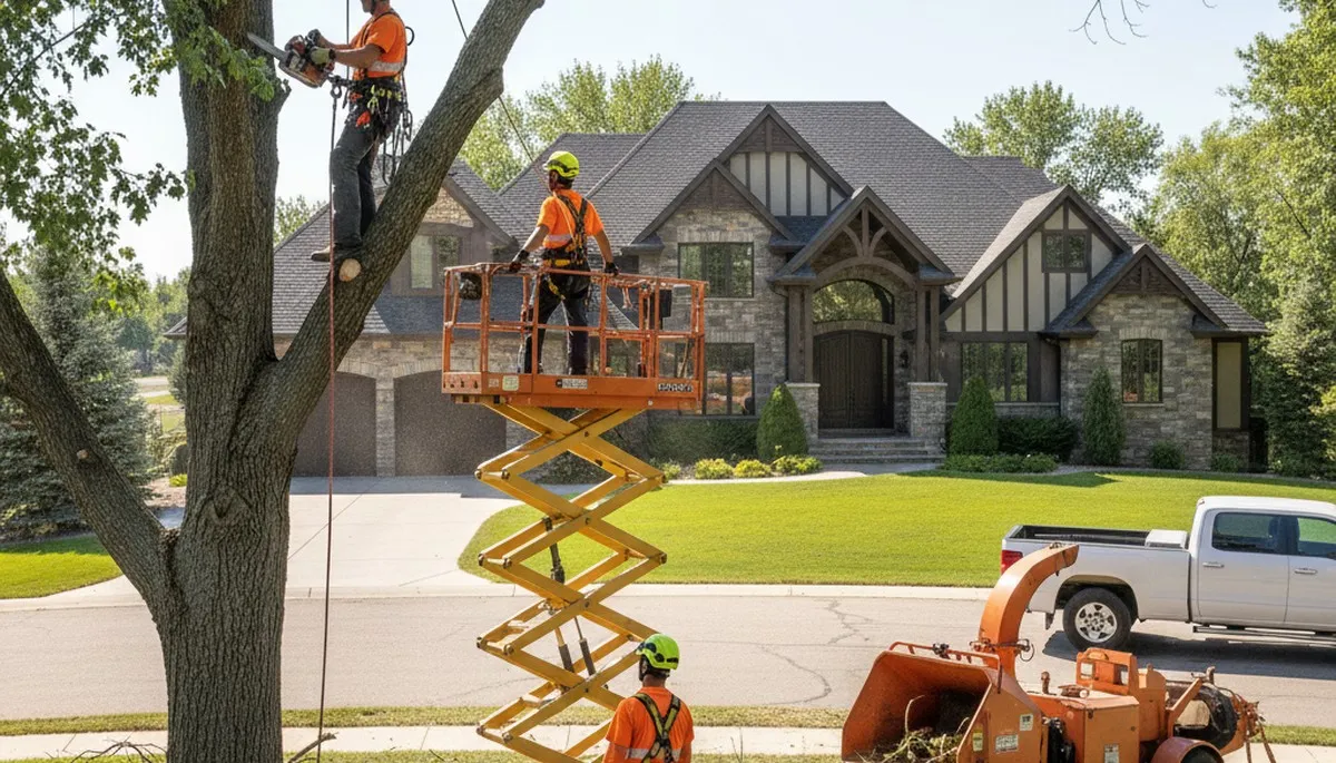 Tree service crew in Ogden, UT performing professional tree removal for a local property